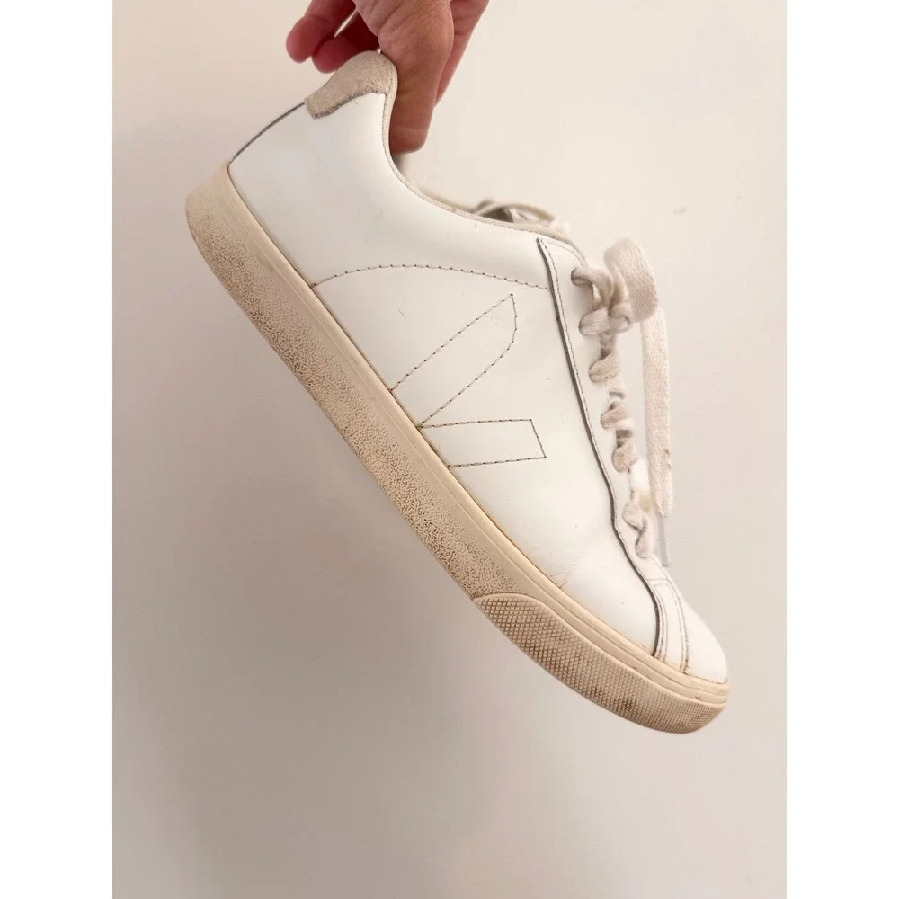 VEJA Esplar White Leather Low Top Sneakers Womens Size 9 EUR 40 Minimalist - Picture 1 of 7